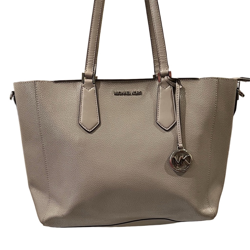 Michael Kors Light Gray Pebbled Leather Tote Bag